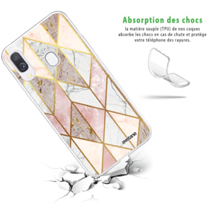 Coque Samsung Galaxy A20e 360 intégrale transparente Marbre Rose Losange Tendance Evetane.