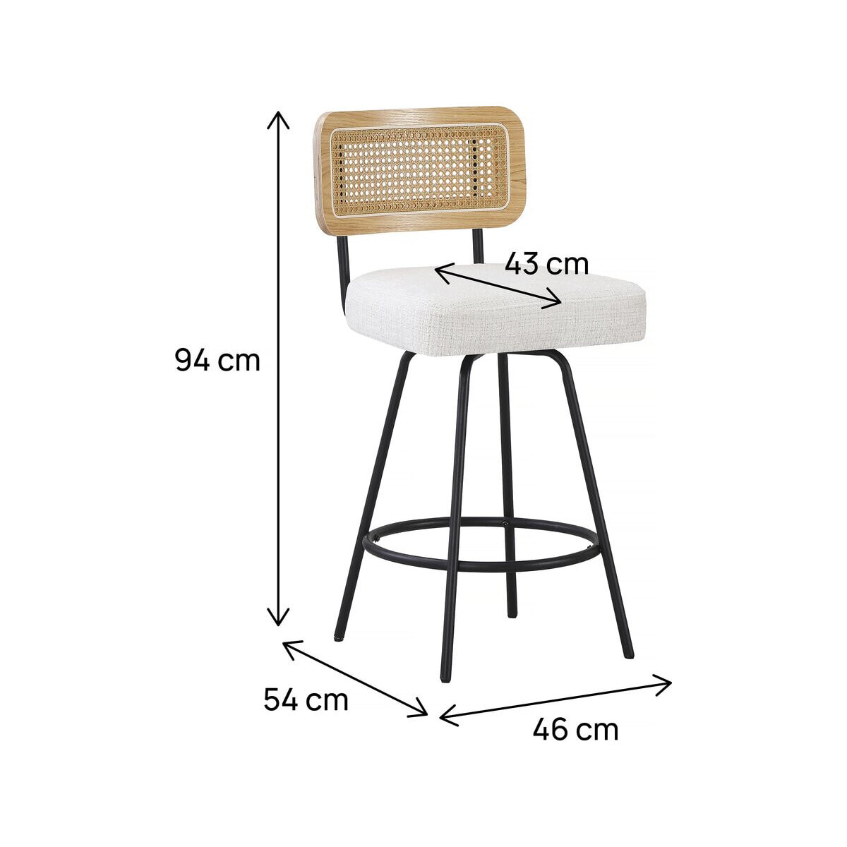 Lot de 2 chaises hautes en tissu "Wilfried" - 51 x 44 x 95 cm - Beige