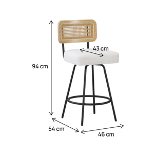 Lot de 2 chaises hautes en tissu "Wilfried" - 51 x 44 x 95 cm - Beige