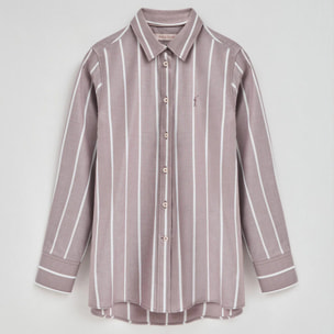 Camicia a righe rosa tortora relaxed fit con logo Rigby Go