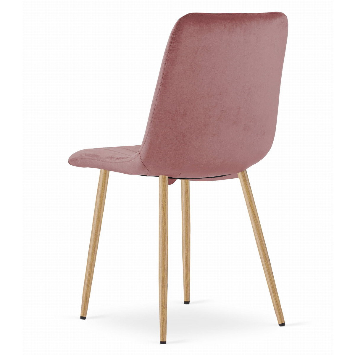 Sedia LAVA in velluto rosa con gambe effetto legno