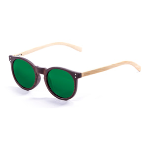 Gafas de sol OCEAN LIZARD WOOD - De brazo de bambú con montura marrón oscuro mate y / Revo verde
