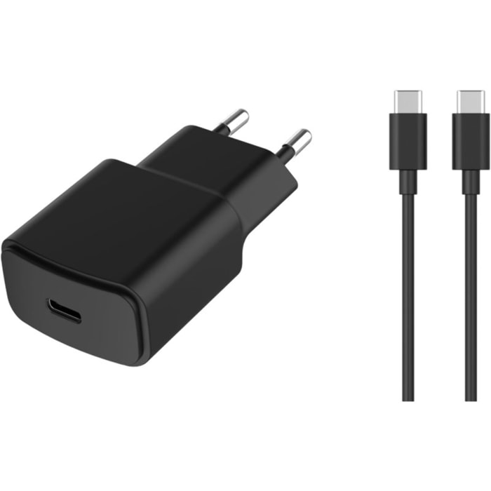 Chargeur secteur ESSENTIELB 20W USB-C + cable USB-C/USB-C 1M noir