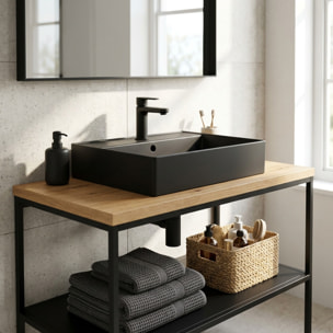 Lavabo 60,5 x 46,5 cm - noir mat - avec trop-plein - 1 trou de robinetterie - SAT Infinitio