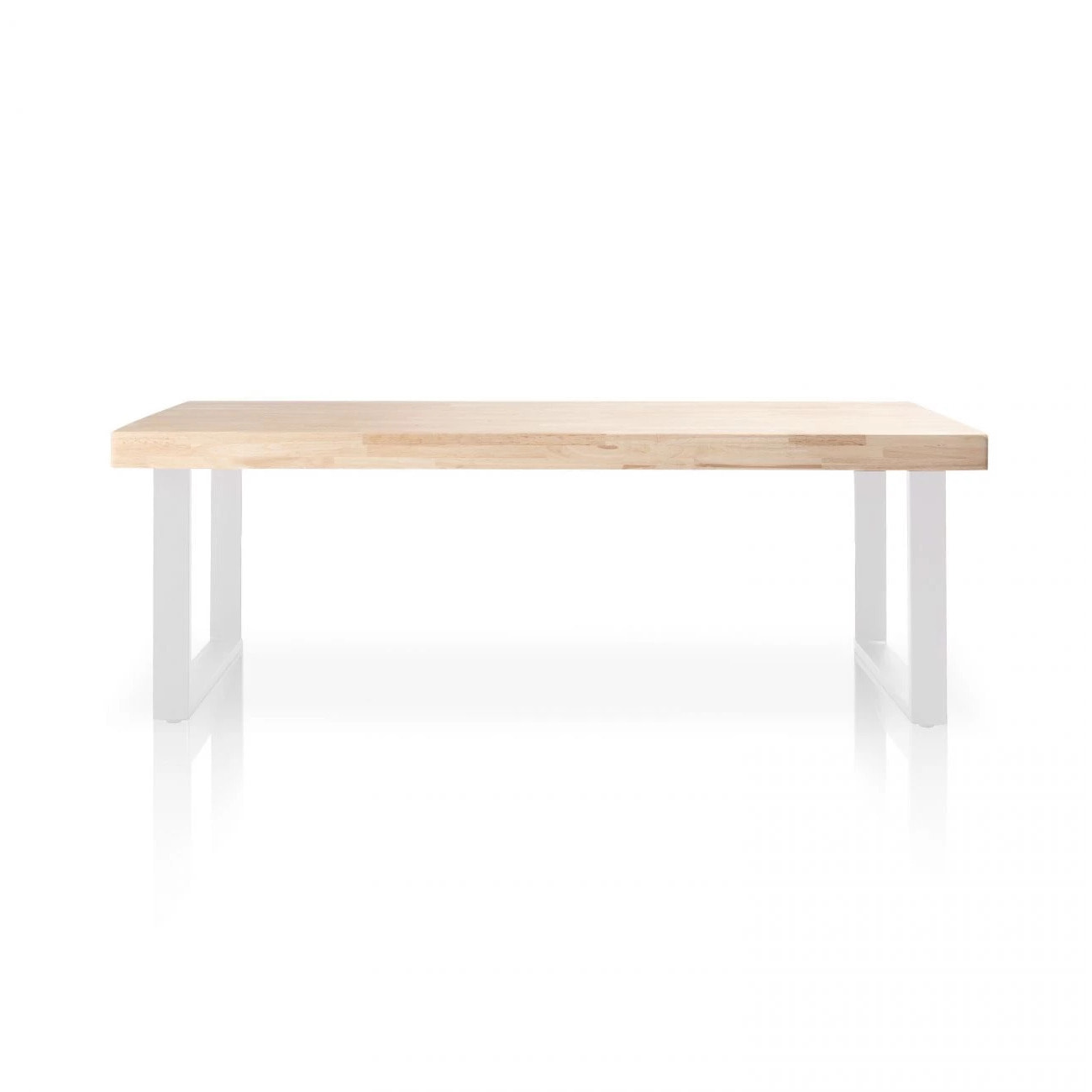 Mesa de centro fija con patas metálicas en blanco y roble salvaje 120x60 cm Natural Roble salvaje - Blanco