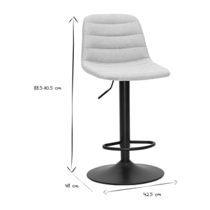 Tabourets de bar réglables pivotants 360° en tissu effet velours texturé beige et métal (lot de 2) SAURY