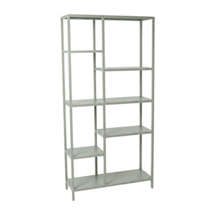 Padma - Libreria Freestanding a 6 Ripiani 80x163,5x30 cm Scaffale per Soggiorno, Ufficio in Metallo Salvia