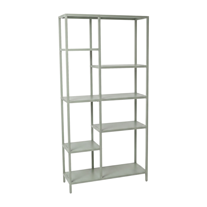 Padma - Libreria Freestanding a 6 Ripiani 80x163,5x30 cm Scaffale per Soggiorno, Ufficio in Metallo Salvia