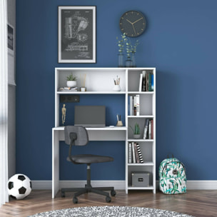 Scrivania Arapaho, Scrittoio multiuso, Tavolo per ufficio porta PC, Piano di lavoro, 113x40h142 cm, Bianco