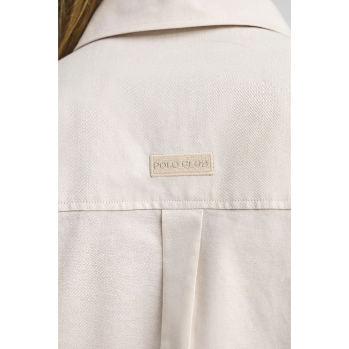 Camicia beige relaxed fit con logo Polo Club
