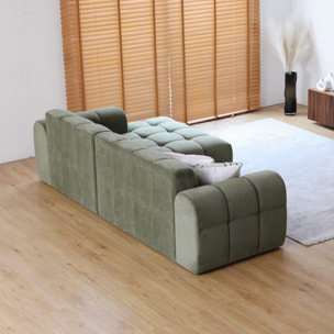 ALINE Canapé d'angle 3 places nuage en velours vert