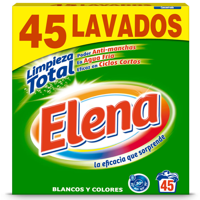 Elena detergente para lavadora, apto para ropa blanca y de color, formato polvo - 45 lavados