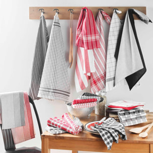 Lot de 3 torchons en coton tissé nid d’abeille - Gris anthracite