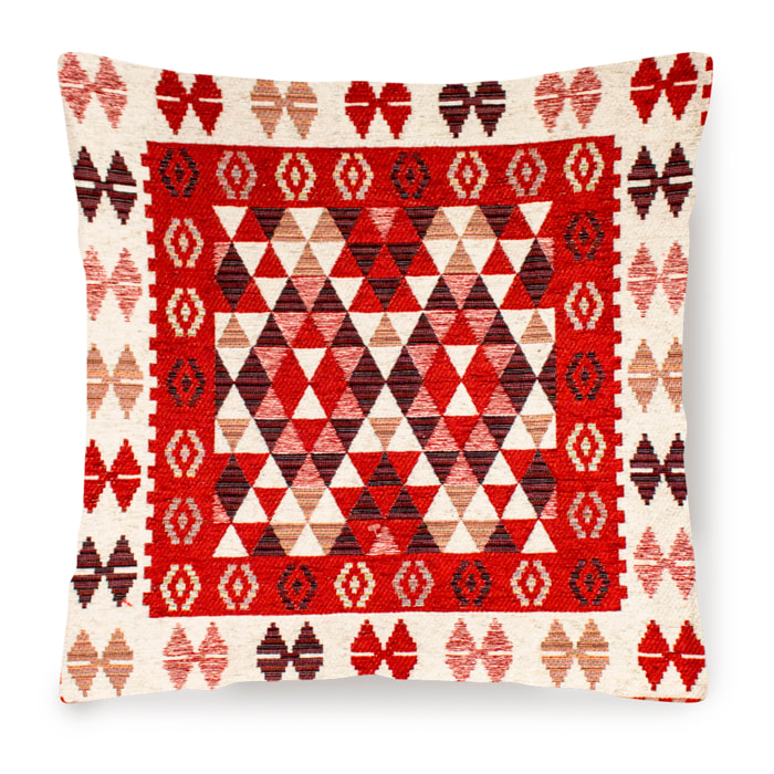 COPPIA CUSCINI ARREDO JACQUARD SFODERABILI 50X50 CM KILIM ROSSO DON GIOVANNI