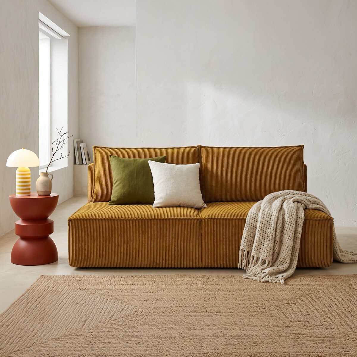 Canapé convertible 3 places en velours côtelé - MILLA