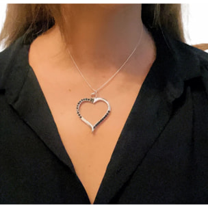 Collar Cuore negro en plata 7-10 micras