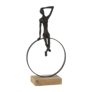 J-Line décoration Femme Sur Anneau Pied - polyrésine/fer - noir