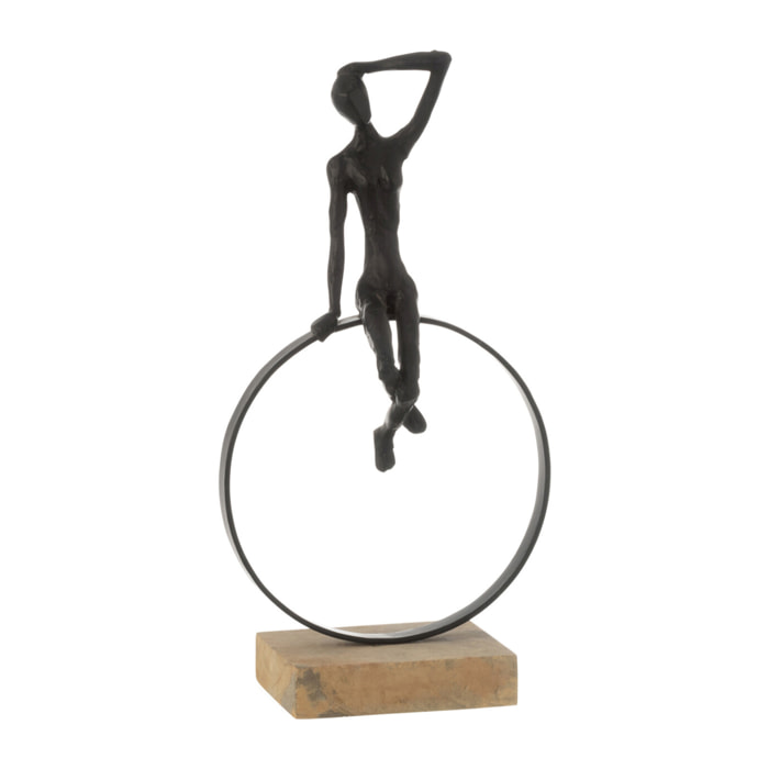 J-Line décoration Femme Sur Anneau Pied - polyrésine/fer - noir
