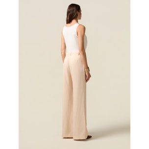 Oltre - Pantalones palazzo mezcla de lino - Rosa