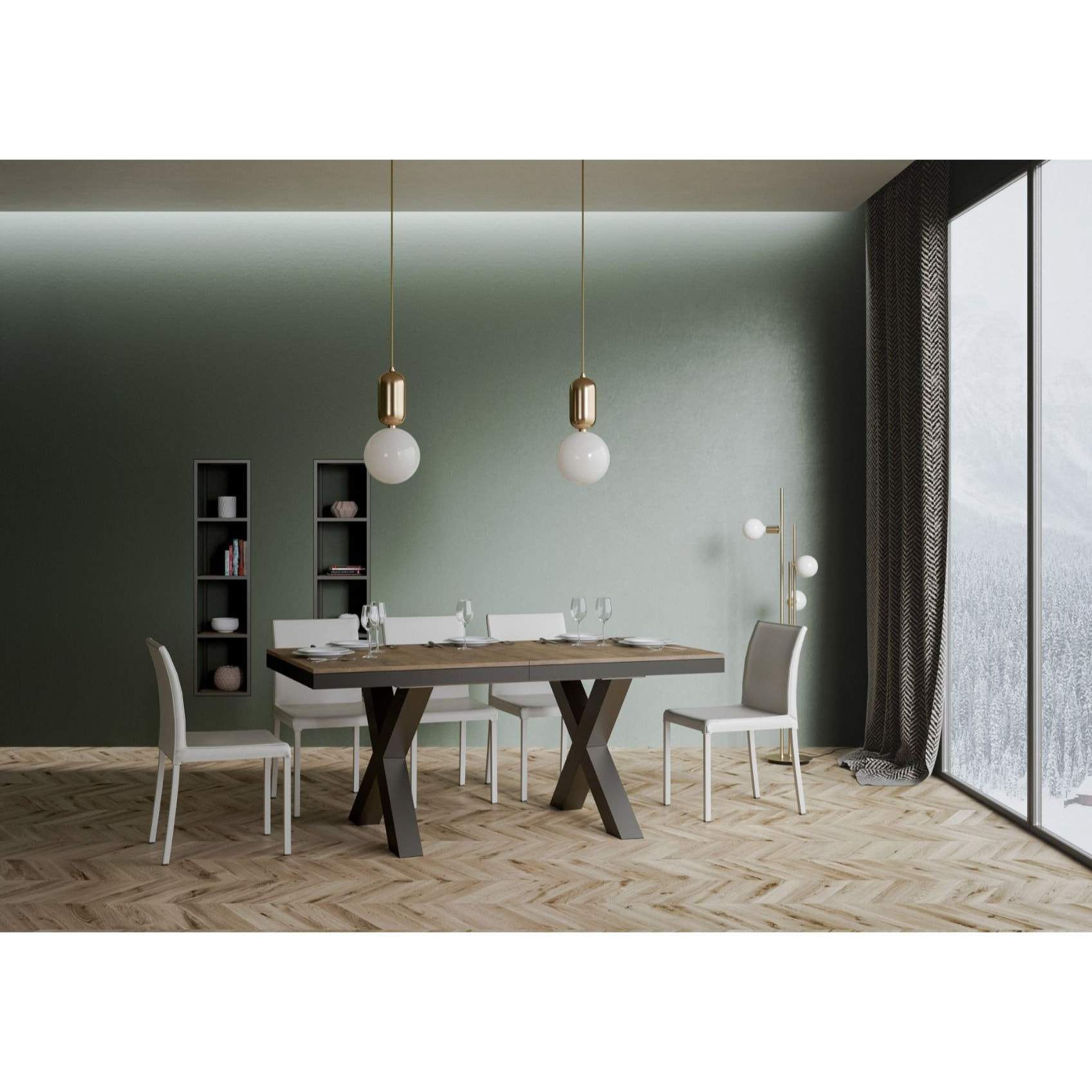 Table extensible 90x160/264 cm Traffic Evolution Noyer cadre Anthracite