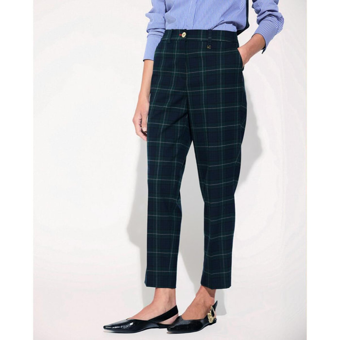 Pantaloni Barcellona aderenti con motivo scozzese