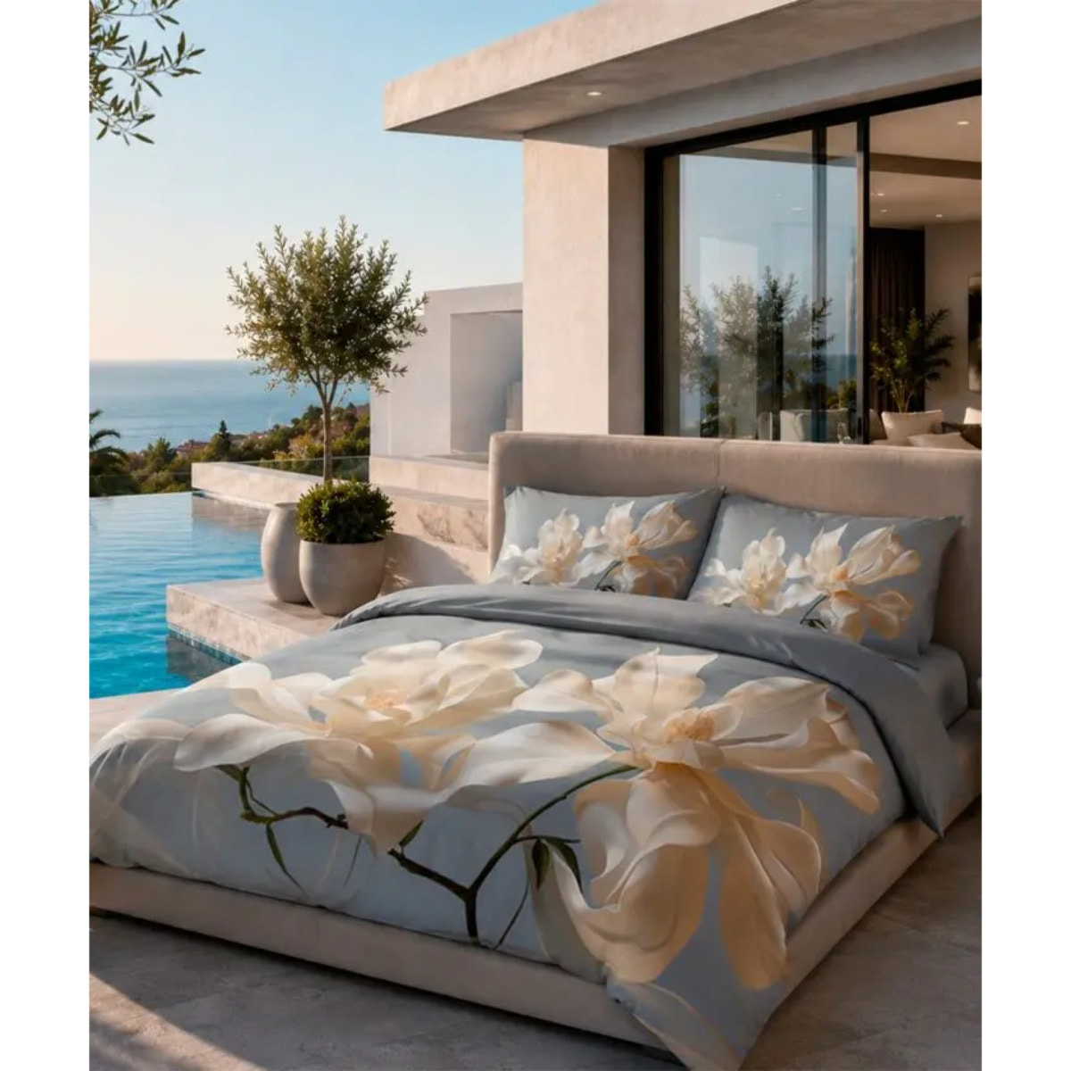 Parure Copripiumino 2 piazze Garden 142 in Cotone 100% Made in Italy, Stampa Digitale HD