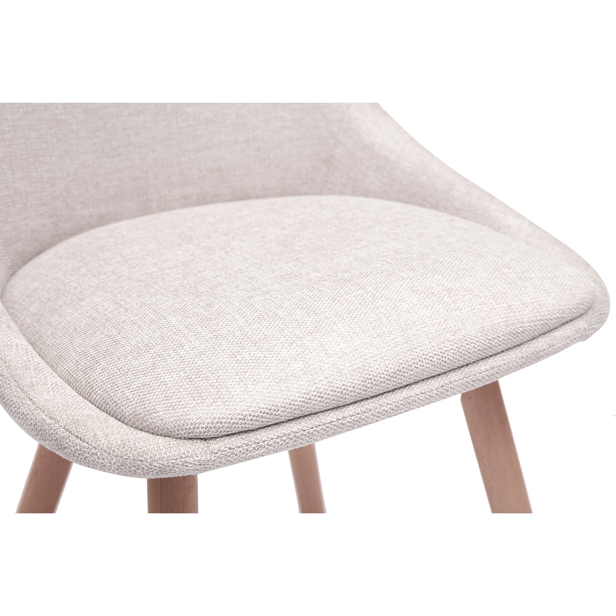 Chaises en tissu effet velours texturé beige et bois clair (lot de 2) ALESS