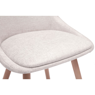 Chaises en tissu effet velours texturé beige et bois clair (lot de 2) ALESS