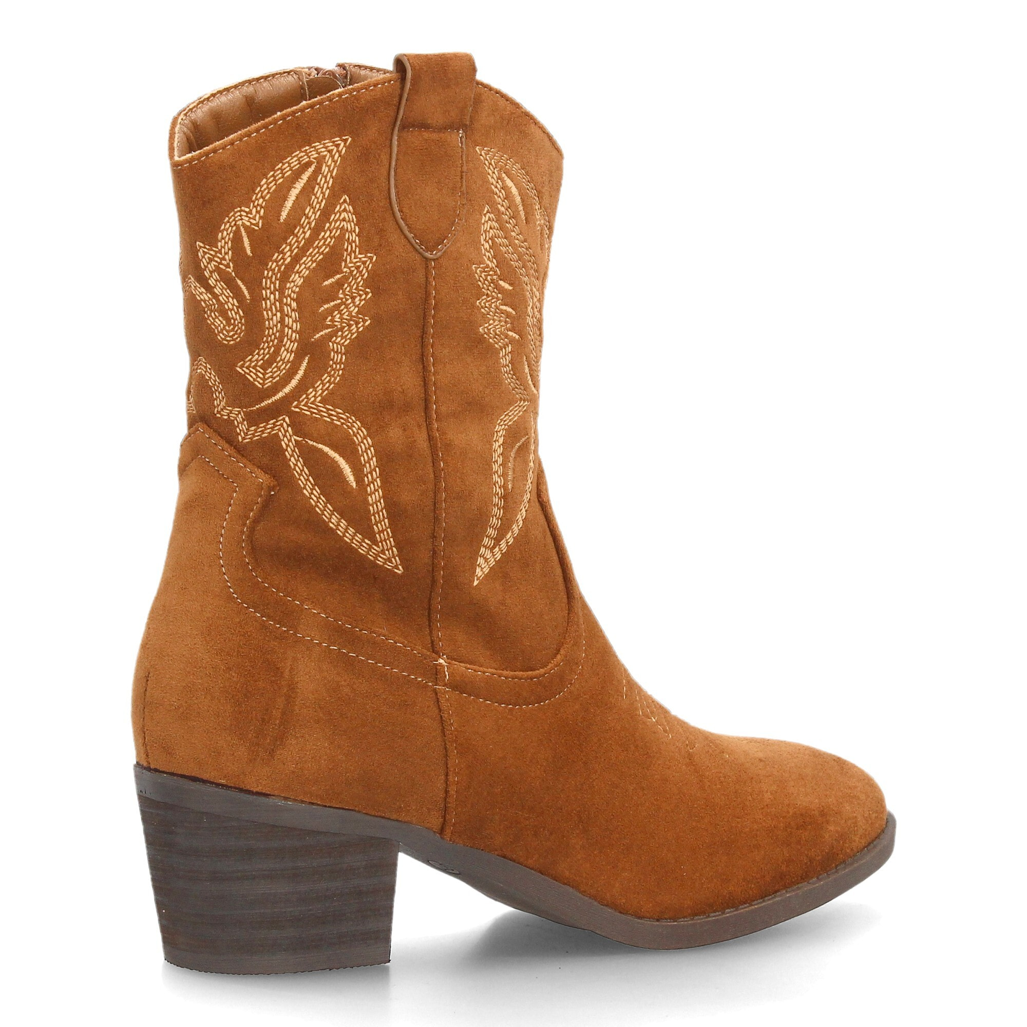 Botas cowboy bordadas con tacón ancho para mujer