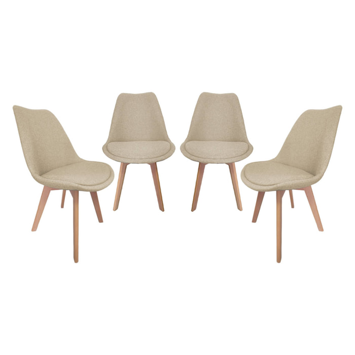 Chaise scandinave bois de hêtre et tissu (lot de 4) NILS