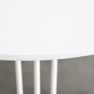 Mesa de Comedor Redonda con Patas de Horquilla Metálicas Estilo Moderno Nórdico para Cocina Salón Cafetería Bar Ø70x75 cm Blanco