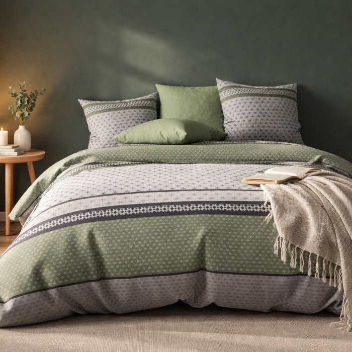 Parure De Couette 2pcs 100% Microfibre 55gsm Vaxo Vert