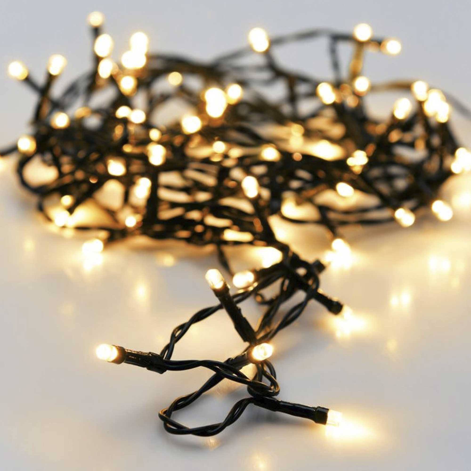 guirnalda con luces led en blanco cálido con controlador de 8 funciones