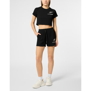 PLEIN SPORT Ribbed Loose Fit Shorts Scratch