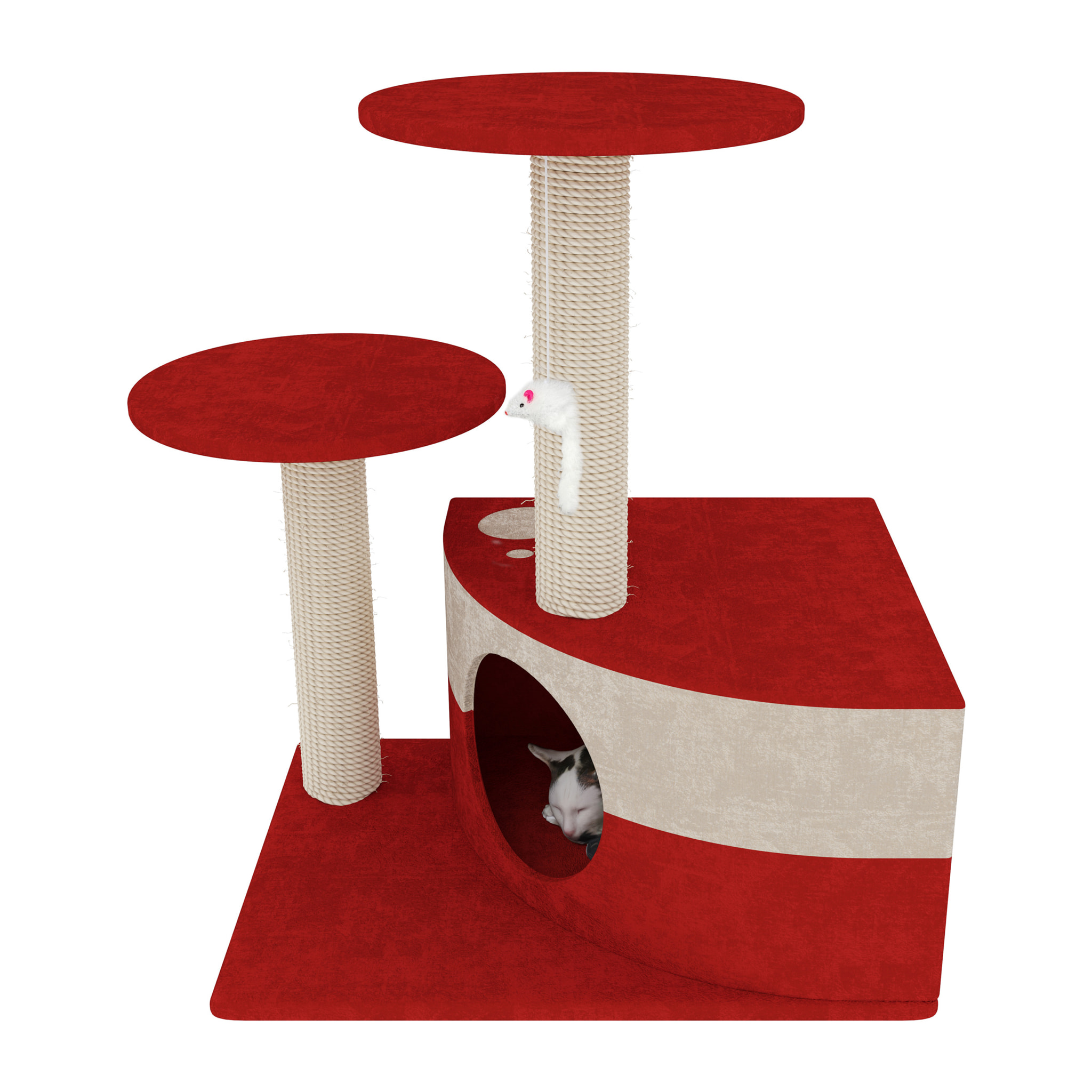 Albero per Gatto con Graffiatoio Cuccia Giocattolo Gatti Parco Giochi Tiragraffi in Sisal Naturale 71 x 44 x 33 cm
