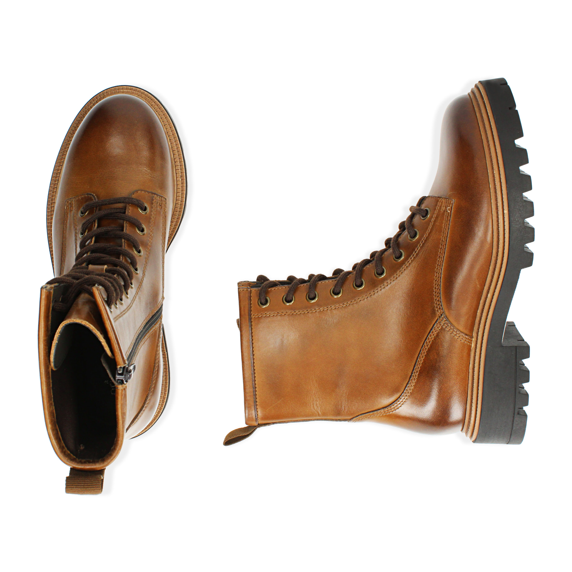 Anfibi cognac in pelle