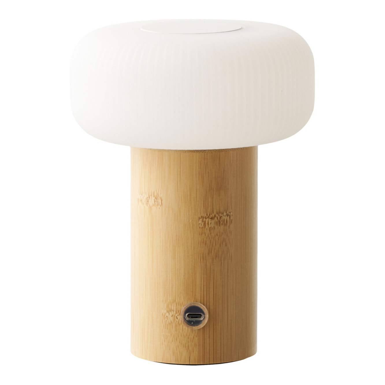 Lampada da tavolo Stafford ricaricabile in bambù e bianco