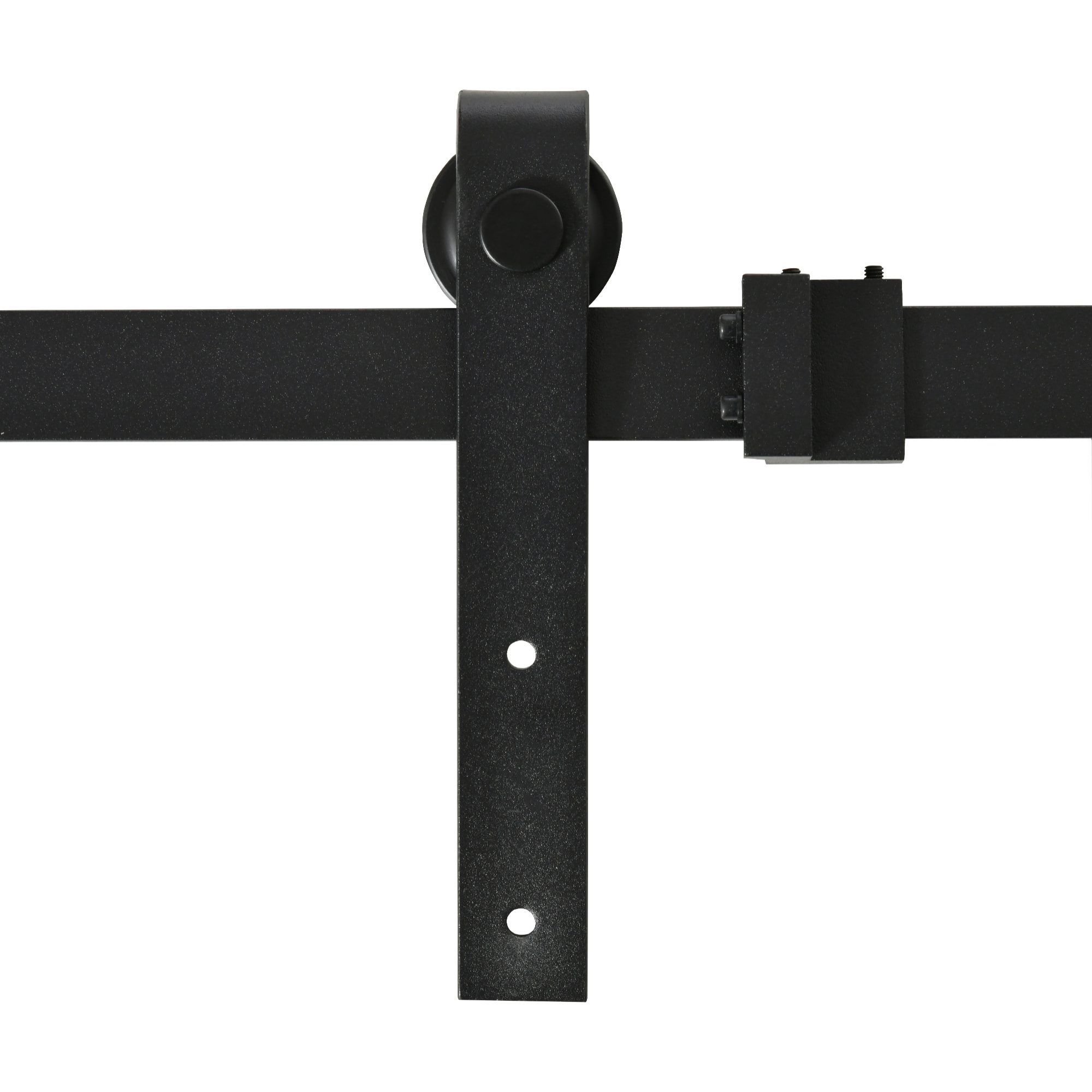 Herrajes Puertas Correderas 183 cm, Kit para Puerta Corredera Doble de Madera Ancho 45 cm, Mueble de TV, Armario, Acero al Carbono, Negro
