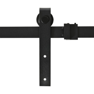 Herrajes Puertas Correderas 183 cm, Kit para Puerta Corredera Doble de Madera Ancho 45 cm, Mueble de TV, Armario, Acero al Carbono, Negro