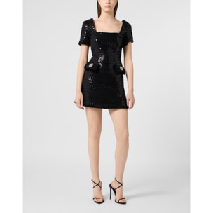 PHILIPP PLEIN Tweed Mini Dress Paillettes