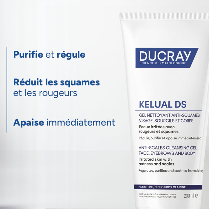 Kelual Ds - Gel Nettoyant Anti-Squames Visage Sourcil et Corps 200 ml