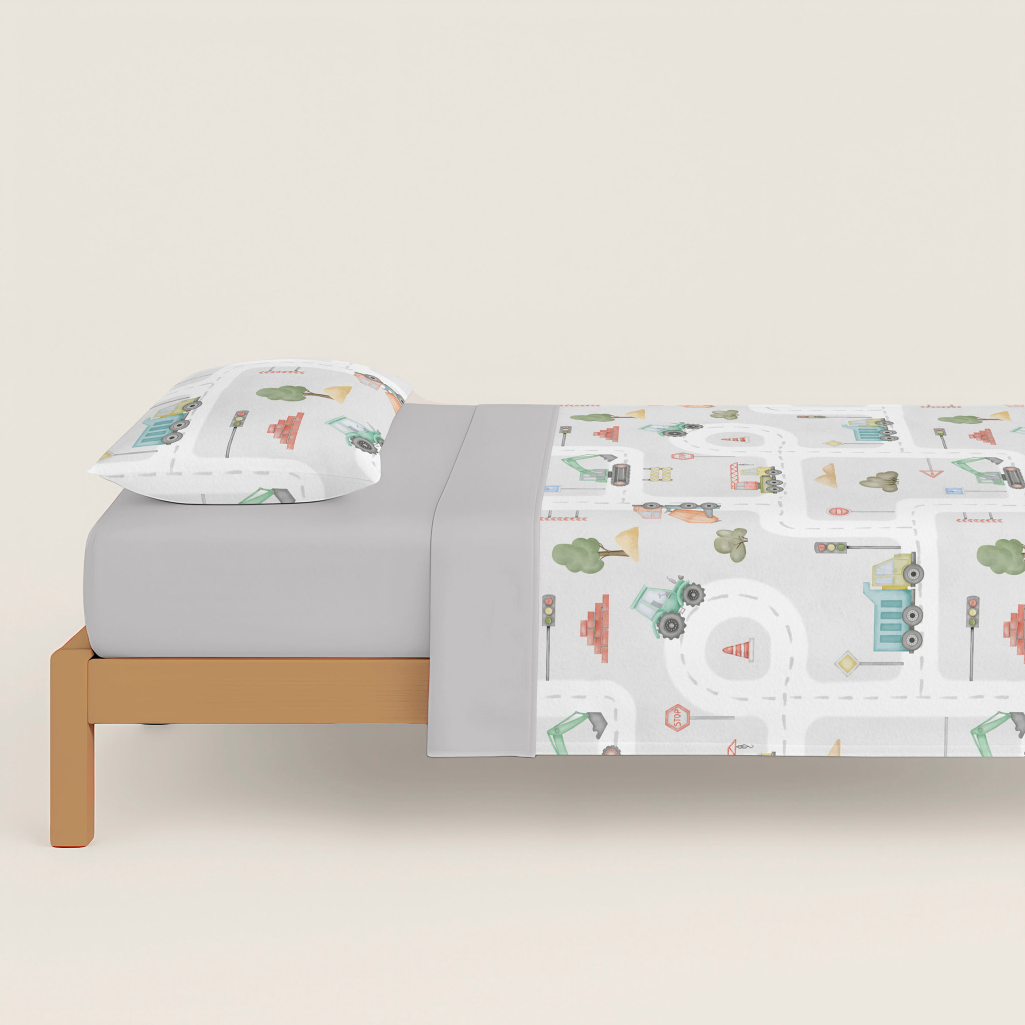 Cool Kids - Funda Nórdica Estampada - Infantil - Cierre Solapa - 100% Algodón - Incluye 1 Funda de Almohada - Road