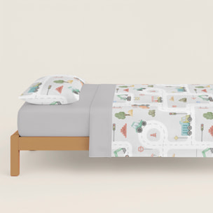 Cool Kids - Funda Nórdica Estampada - Infantil - Cierre Solapa - 100% Algodón - Incluye 1 Funda de Almohada - Road