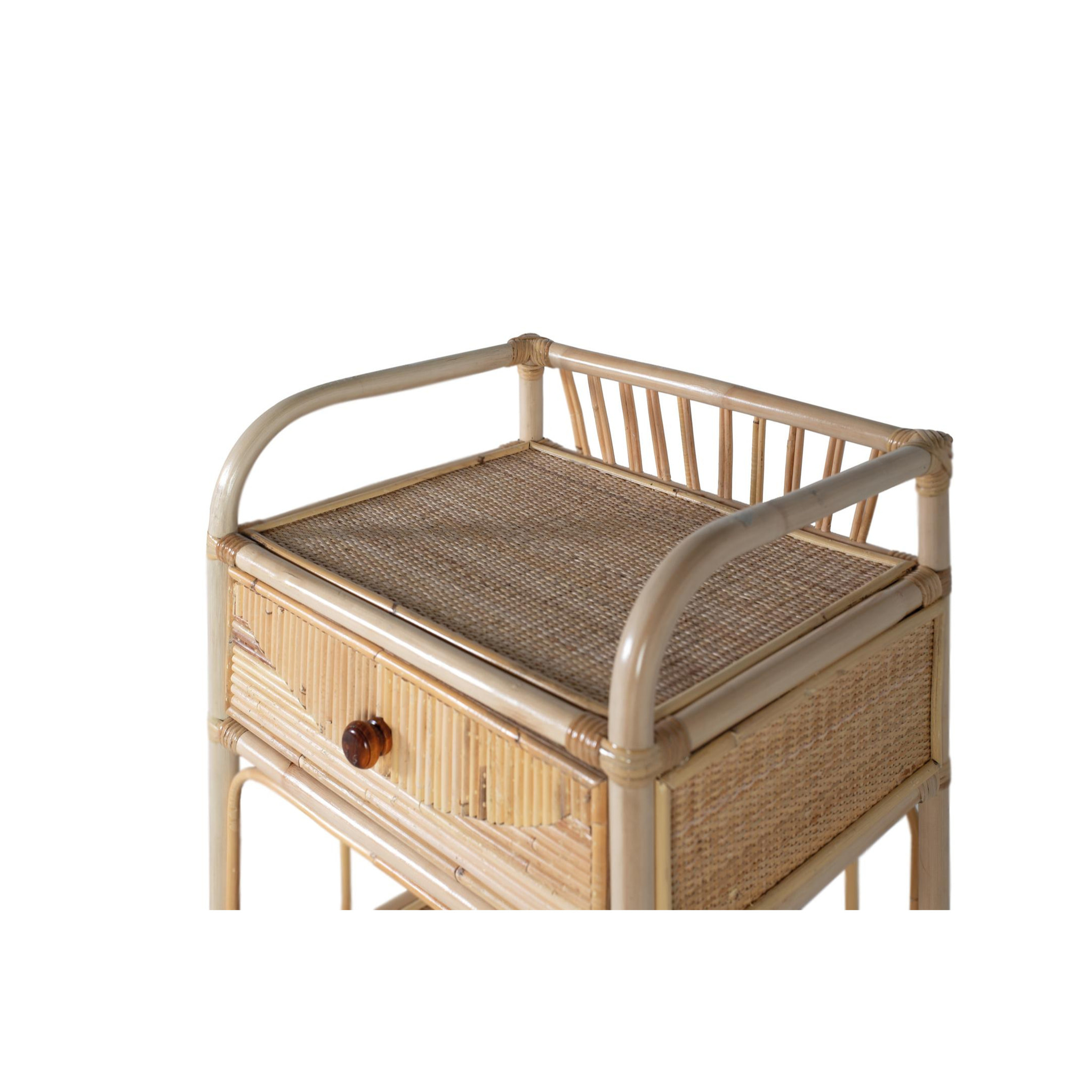 Mesitas de Noche de Ratán Natural 50 Cm Estilo Mediterráneo