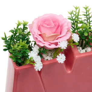 Composition florale "Amour" Fleur de rose H14cm