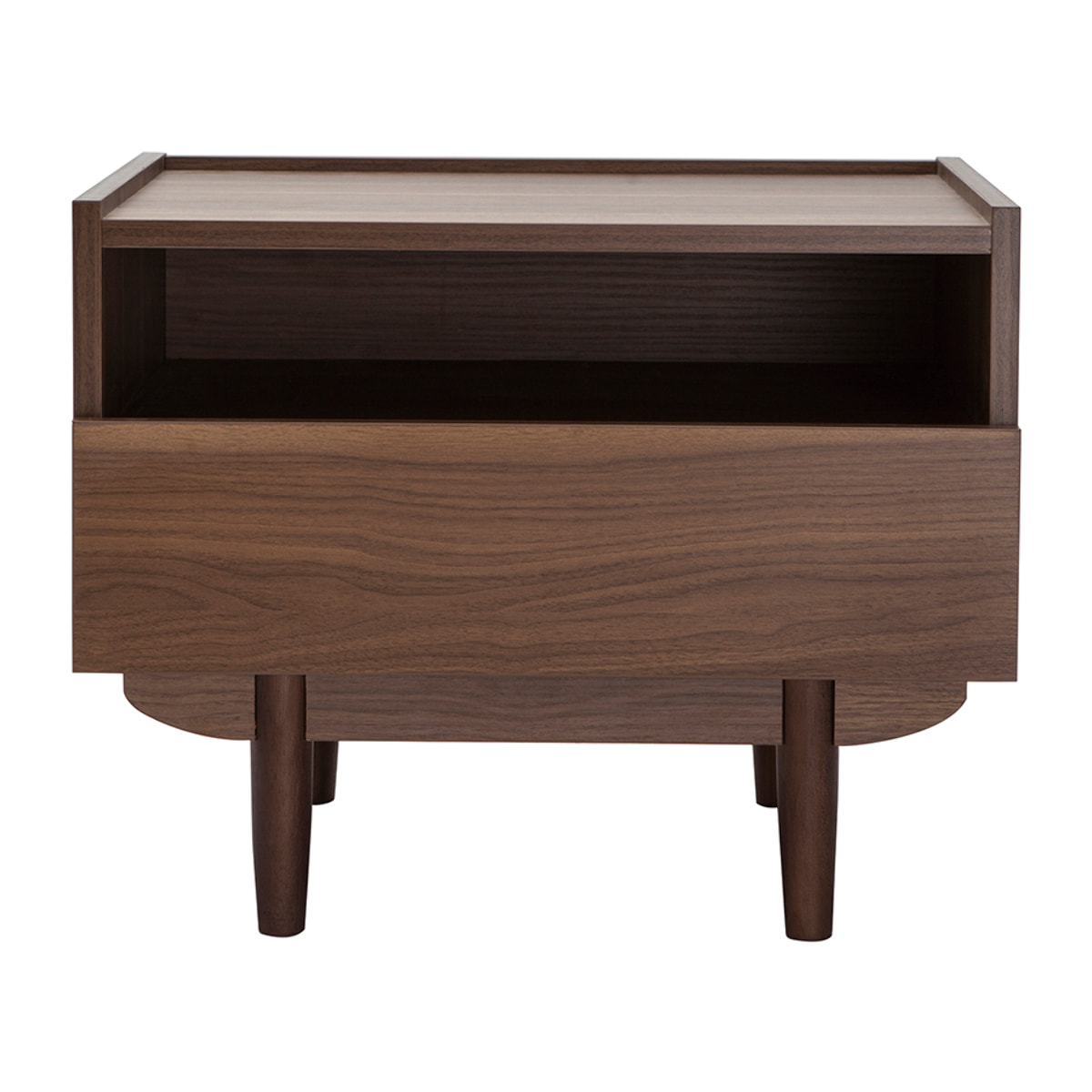 Table de chevet avec rangements finition bois foncé noyer SANAA