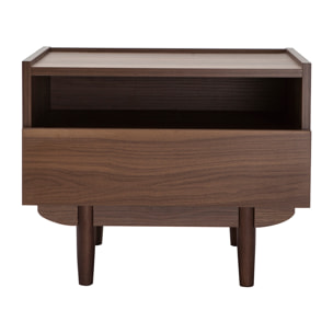 Table de chevet avec rangements finition bois foncé noyer SANAA
