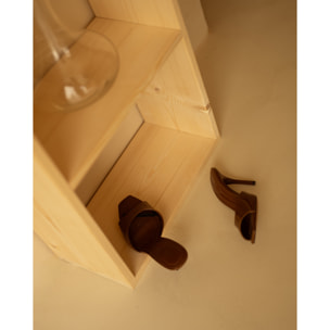 Estanteria de madera maciza en tono natural con 2 estantes Alto: 110 Largo: 40 Ancho: 20
