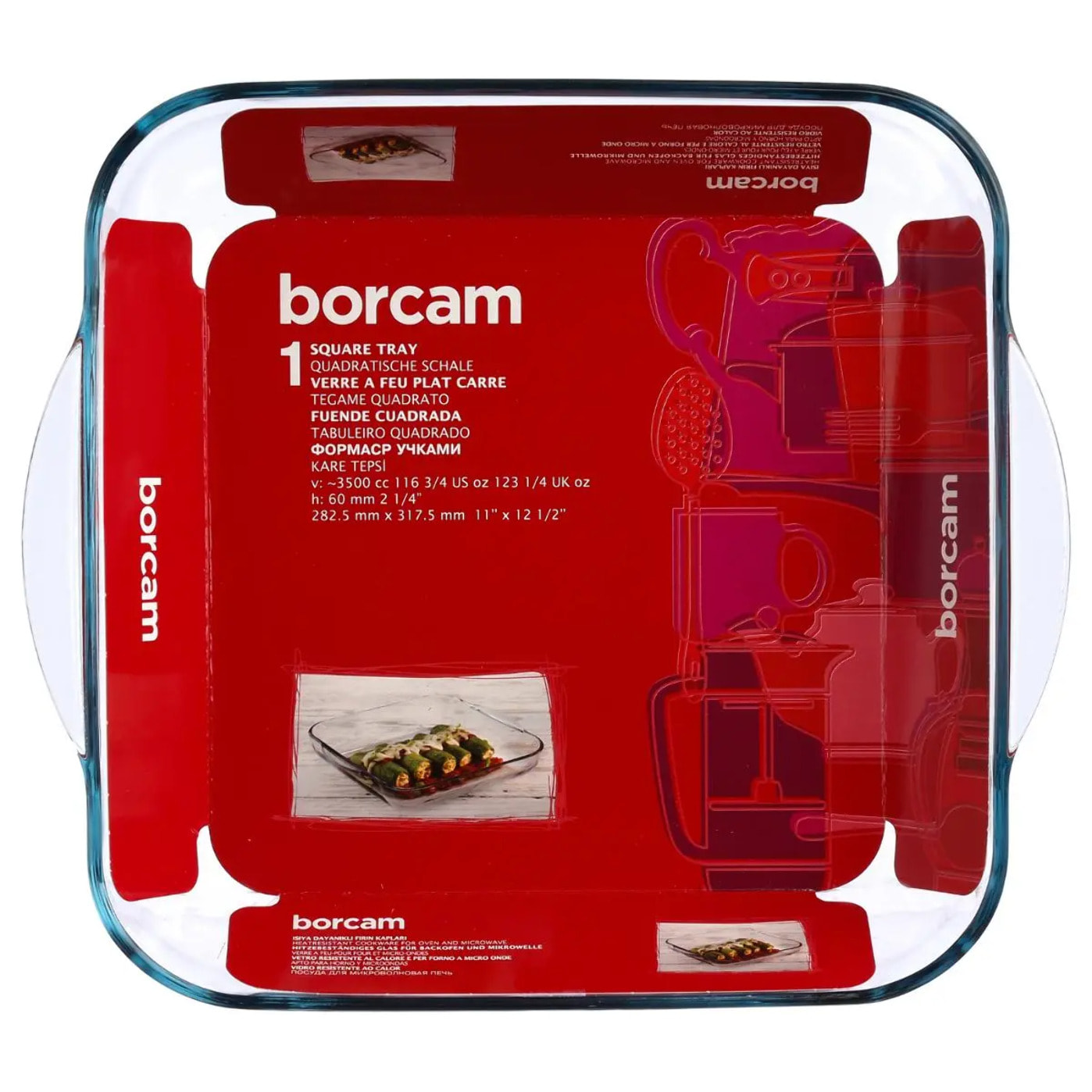 Plat carré 29x29cm transparent en verre