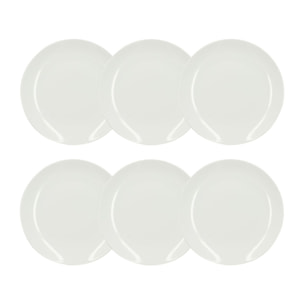 Lot de 6 assiettes plates en procelaine blanche 27cm METROPOLITAN